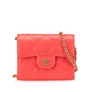 Chanel Quilted Lambskin Flap Card Holder On Chain